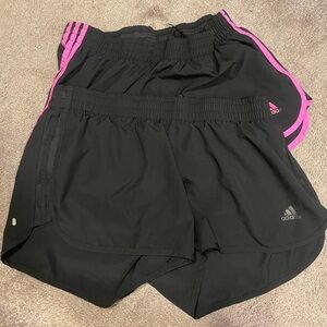 Adidas Women's Athletic Shorts size Large in Black with Pink Trim 2 pair